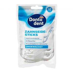 Bâtonnets de fil dentaire non cirés avec étui, 40 pièces